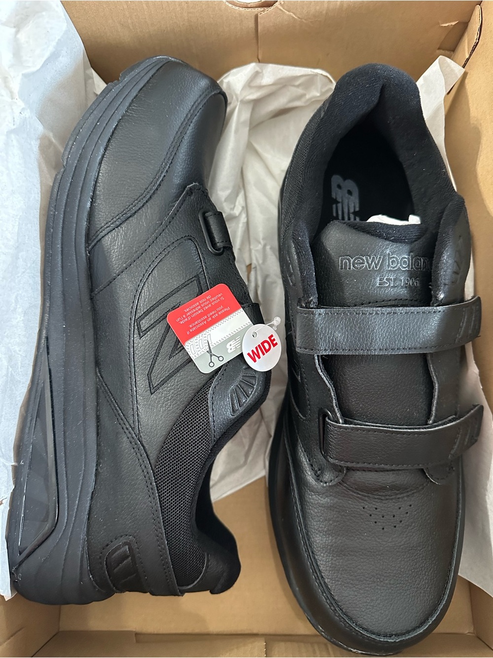 Men’s 13 Wide Hoop and Loop Leather Sneakers